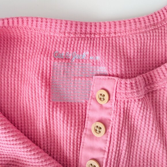Girls' Long Sleeve Henley Waffle Top - Cat & Jack™ Pink M GUC - Picture 4 of 5